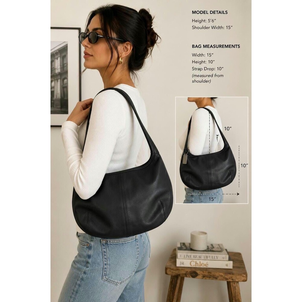 Coach Soho Black Hobo Bag | Leather Shoulder Bag | G2K-9221 Zip Top Classic Purs